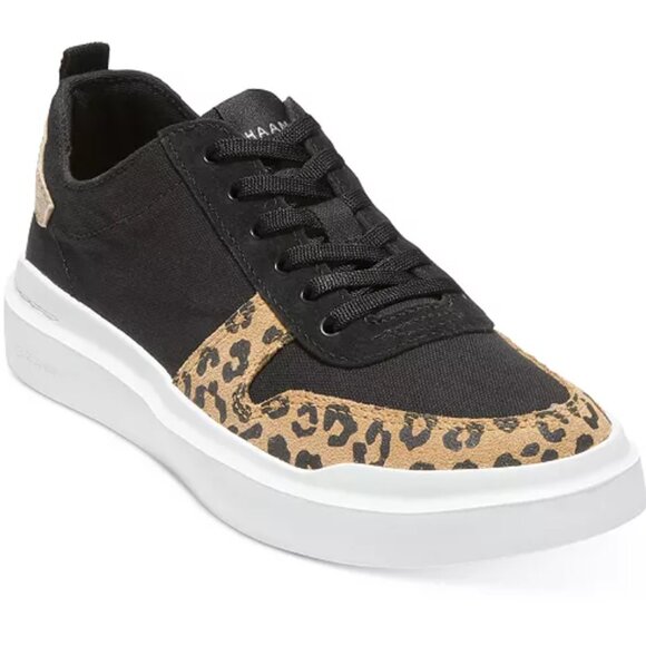 Cole Haan Grandpro Rally Canvas Suede Court Black & Tan Sneakers Women US 9B - Picture 1 of 15